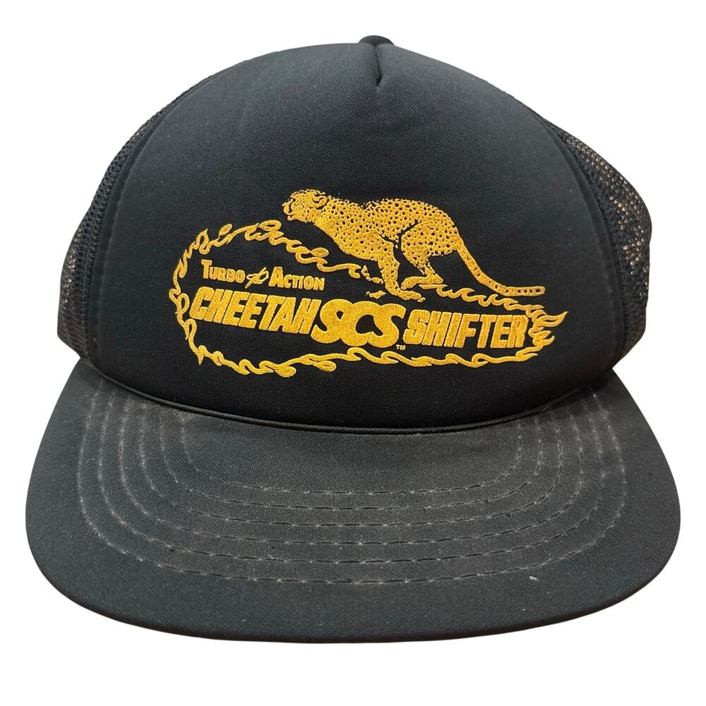 Cheetah SCS Shifter Turbo Action Black Foam Trucker Hat SnapBack Vintage Cap Car